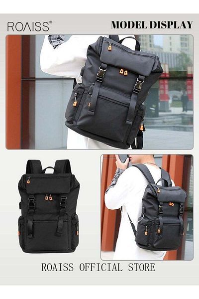 ROAISS Men's Large Capacity Double Shoulder Backpack for School Travel