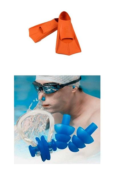 MAİN SHOP Pool Energy 27-29 Children's Training Pool and Sea Swimming Flippers with Ear Nose Plug Gift and Carry Bag