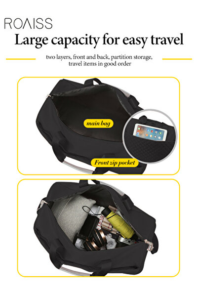 ROAISS Quilted Travel Duffel Bag Large Capacity Lightweight Waterproof Oxford Fabric Multipurpose Shoulder