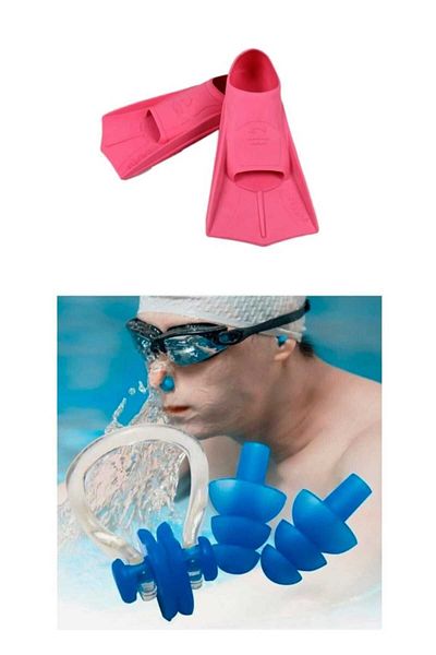 MAİN SHOP Pool Energy 27-29 Children's Training Pool and Sea Swimming Flippers with Ear Nose Plug Gift and Carry Bag