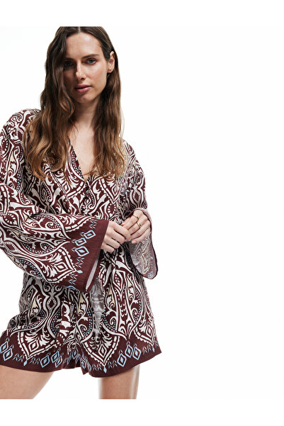 Koton X Melis Ağazat - Viskon Kumaş Cepli Etnik Desenli Mini Şort