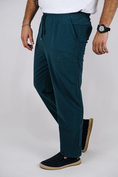 Yakamoz Tekstil Petrol Green Men's Linen Summer Trousers