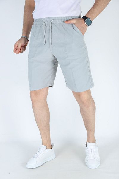 Yakamoz Tekstil Gray Men's Linen Shorts - Relaxed Fit