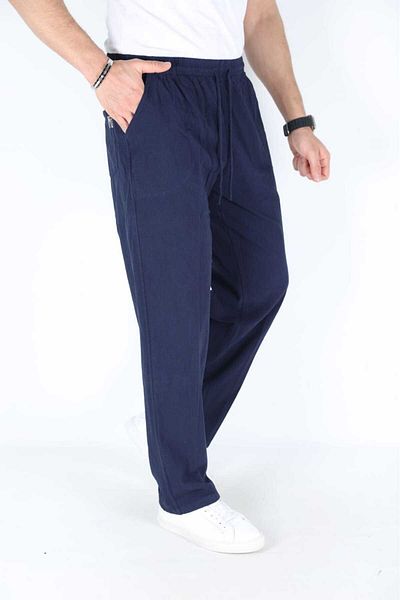 Moda Evim Relaxed Fit Men's Summer Trousers Navy Blue