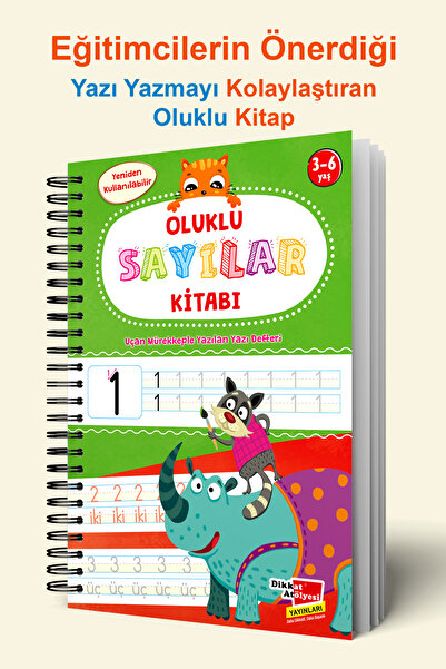 Dikkat Atölyesi Yayınları Harfleri ve Sayıları Yazmayı Kolayca Öğreten Kitap | Sihirli Uçan Kalemli Oluklu (kabartmalı) Kitap