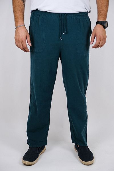Yakamoz Tekstil Petrol Green Men's Linen Summer Trousers