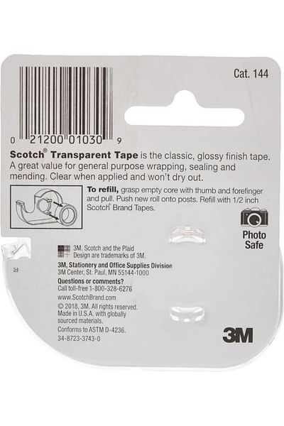 3M Transparent Tape 1/2" X 450" – Crystal Clear Office & Home Tape Roll