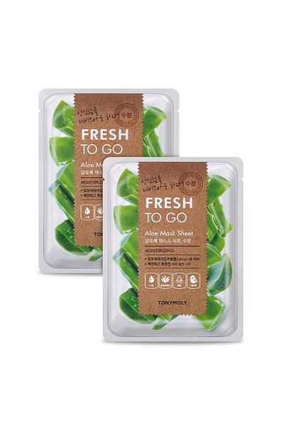 TONYMOLY Face Mask Fresh To Go Intensive Moisturizing Aloe Vera Skin Care X2 Pieces