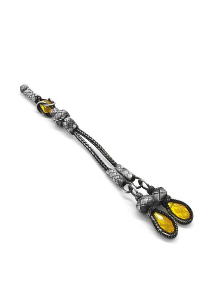 Tesbihane Yellow Zircon Stone 2-Piece 1000 Sterling Silver Kazaz Tassel