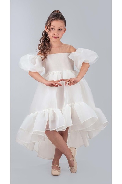 Mnk Baby&Kids Βραδινό φόρεμα για κορίτσι Arisvi M00738 ΛΕΥΚΟ