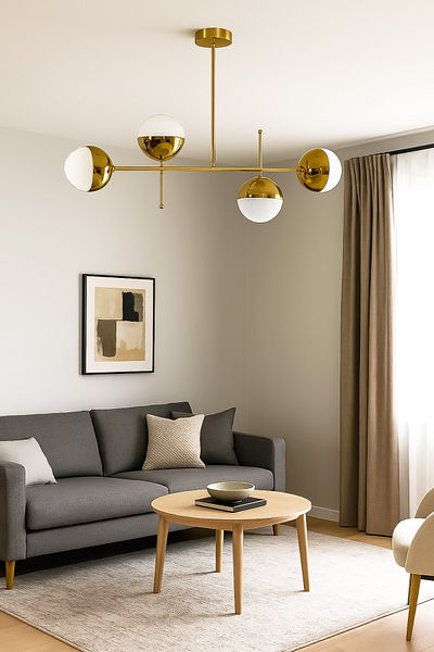 Fer Avize Cello Modern Design Metal Gold Color Cafe - Living Room - Kitchen - Bedroom - Led 4-Piece Chandelier