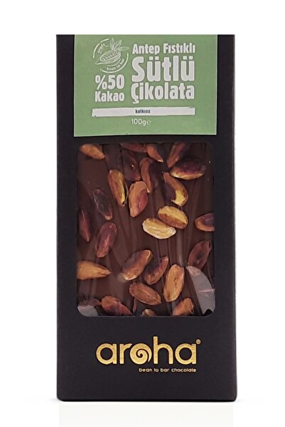 AROHA %50 Kakao Antep Fıstıklı Sütlü Çikolata 100 G