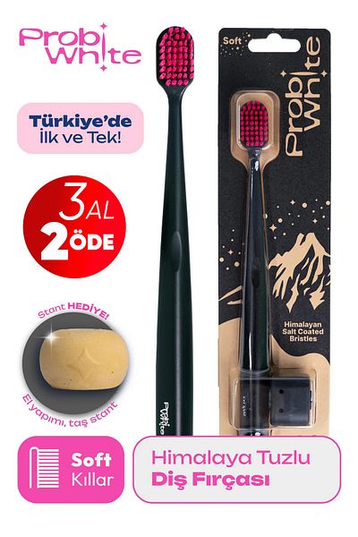 Probident Probiwhite Himalayan - Natural Vegan Toothbrush, Salty, Handmade Stand Gift