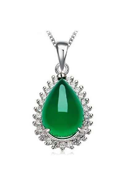 delis Pandantiv Argint 925, Jw1291, Model Elegant Cu Piatra Verde, Placat Cu ...