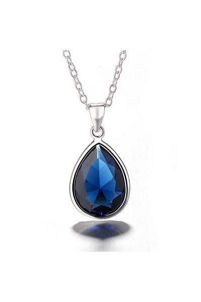 delis Pandantiv Argint 925, Jw1292, Model Elegant Cu Piatra Albastra, Placat Cu Rodiu