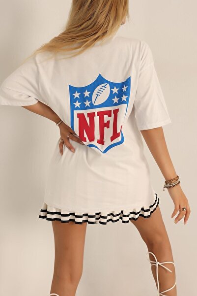 Aslında Look NFL tekstualni motto, majica sa širokim rukavima, niskim izrezom...