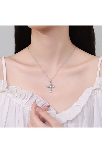 delis Pandantiv Argint 925, Jw1279, Model Cruce, Placat Cu Rodiu