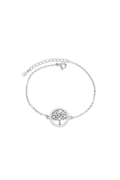 delis Сребърна гривна за глезен 925, Jw528, модел на дърво, родийно покритие