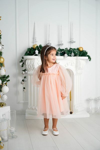 DUCA KIDS Κοριτσίστικο φόρεμα από τούλι σολομού με κορδόνια |   Φόρεμα γενεθλίων & ειδικής ημέρας