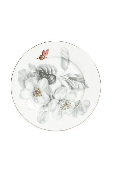 Lucky Art Harmonia New Bone China Gray Natural Patterned 2-Piece Serving Plate Set 20 cm
