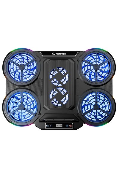 Rampage Prote R6 Laptop Cooler, 6 Fans, 10 RGB Lighting Modes, 17 Inch, Black