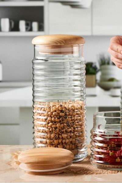 Paşabahçe Babylon 1500 cc Jar with Wooden Lid - 43183