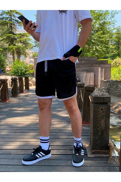 Relax family xf Pantaloni scurți din bumbac pieptănat, cu dungi negre, pentru bărbați, baschet, fotbal, fitness, sport, exerciții, alergare, bermude