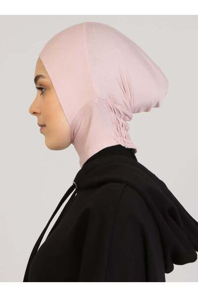 Ecardin Çapraz Hazır Tesettür Bone Yarım Boyunluklu - ST292 Pudra