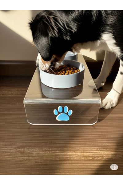 TutturX Cat-Dog Food-Water Bowl Plexiglass Set of 2