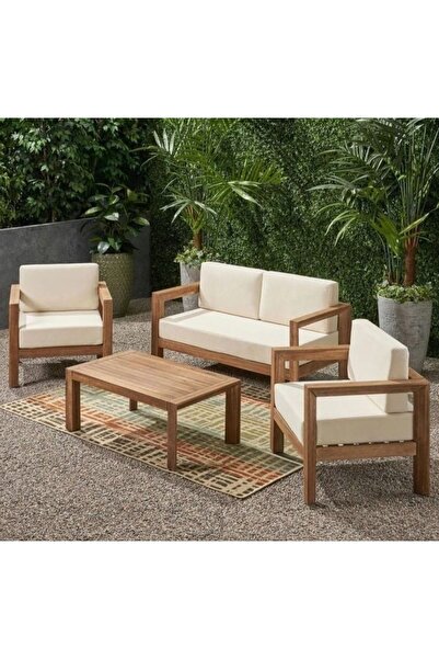Genel Markalar Mia 2 1 1 Bahçe Balkon Teras Ahşap Oturma Grubu
