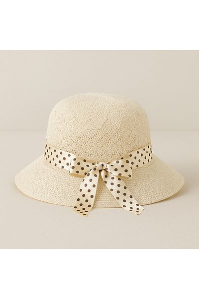 Avantaj Kapıda Special Design Summer Straw Girl's Hat – Ribbon & Figure 2-6 Years Old,