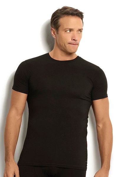 Jiber Men's Black Modal Cotton Crew Neck 2-Piece Undershirt 251