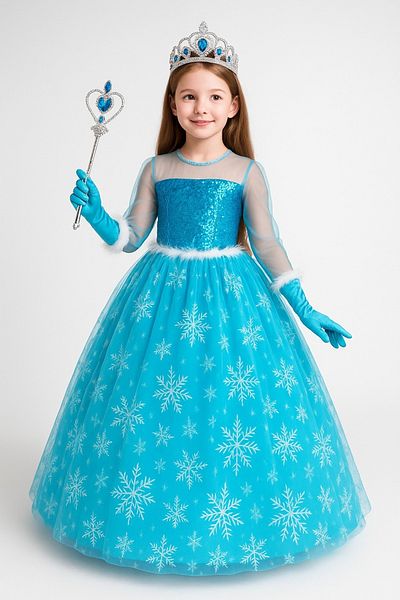 kostüm selesi Elsa Frozen - Costum Frozen cu mâneci lungi și talie