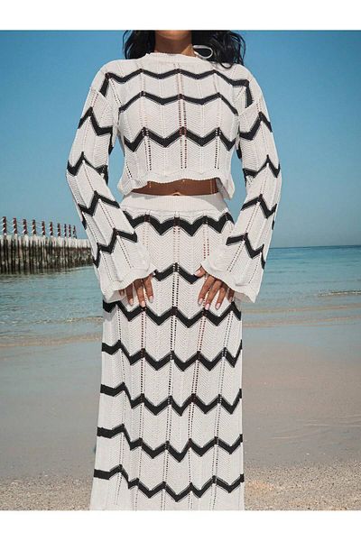 tofan Tricot Openwork Bottom Top Beach Suit