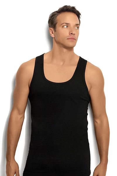 Jiber Men's Black Cotton Lycra Rambo Undershirt 136