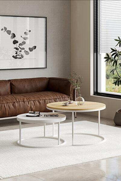 FAYMEND PRİME 2'li Orta Sehpa 'Rivoli Beyaz' 70x58