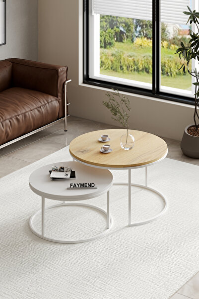 FAYMEND PRİME 2'li Orta Sehpa 'Rivoli Beyaz' 70x58