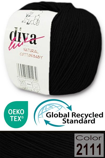 Diva İplik Premium Amigurumi Ipi Punch (PANÇ) Baby Soft Cotton 50 gr Πλεκτό Βαμβακερό Σχοινί - Μαύρο
