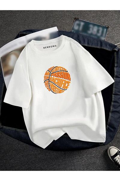 BENROMA 1 produs pentru achiziții de 6 și mai sus este un cadou Minge de baschet supradimensionată imprimată unisex Tisort imprimat