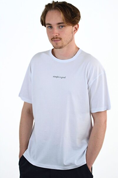 Mood Lab Ανδρικό μπλουζάκι με στάμπα με σλόγκαν Basic Crew Neck