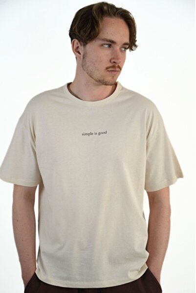 Mood Lab Ανδρικό μπλουζάκι με στάμπα με σλόγκαν Basic Crew Neck