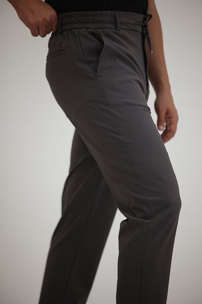 EXSPORT Men's Side Pockets, Elastic Waist, Lace-Up Belt, Relaxed Fit, Comfortable Cut Cool Fabric Trousers