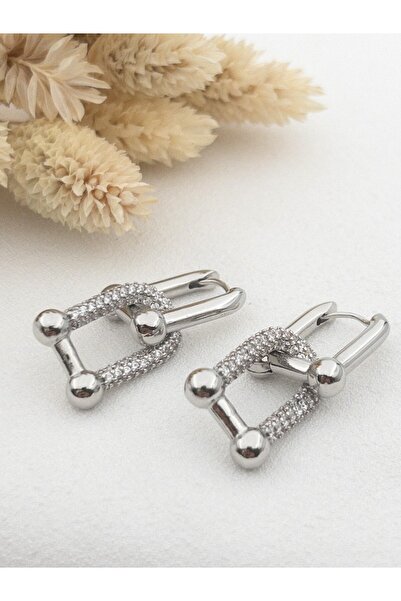 Siya Silver Zirkon Taşlı Marka Model Tifany Çelik Küpe