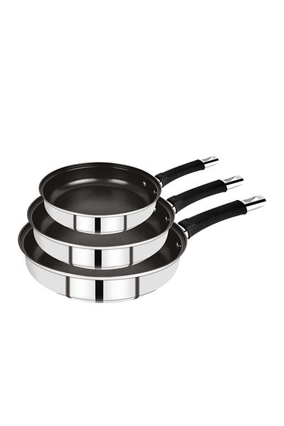 Bergner Set Of 3 Non-stick Frying Pans Alena 18,20,24 Cm Stainless Steel Induction Dishwasher Safe