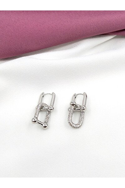 Siya Silver Zirkon Taşlı Marka Model Tifany Çelik Küpe