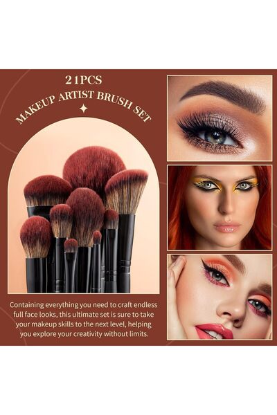 Jessup Makeup Brush Set Professional 21Pcs Black Collection, Synthetic Hair, Powder Blend T271