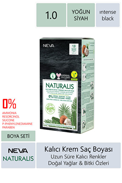 NEVA KOZMETİK Naturalis Saç Boyası 1.0 Yoğun Siyah %100 Vegan
