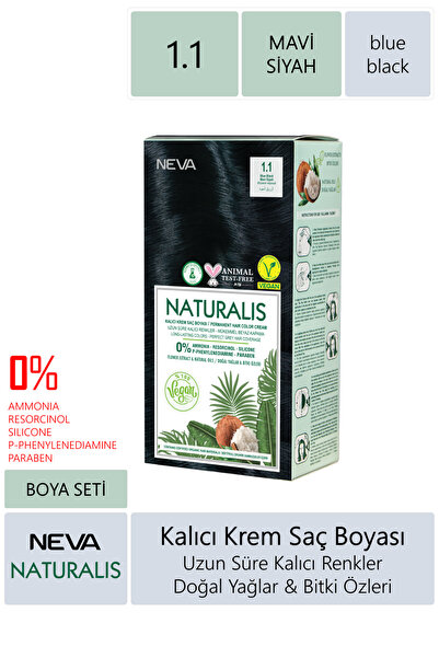 NEVA KOZMETİK Naturalis Saç Boyası 1.1 Mavi Siyah %100 Vegan
