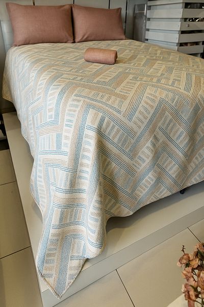 ŞENER HOME Meander Patterned Sheet Elastic Single Pique Set