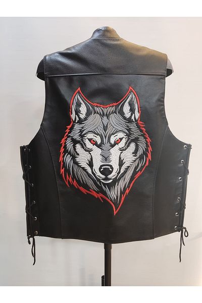 Dein DasLeder Genuine Calf Leather Wolf Model Biker Vest